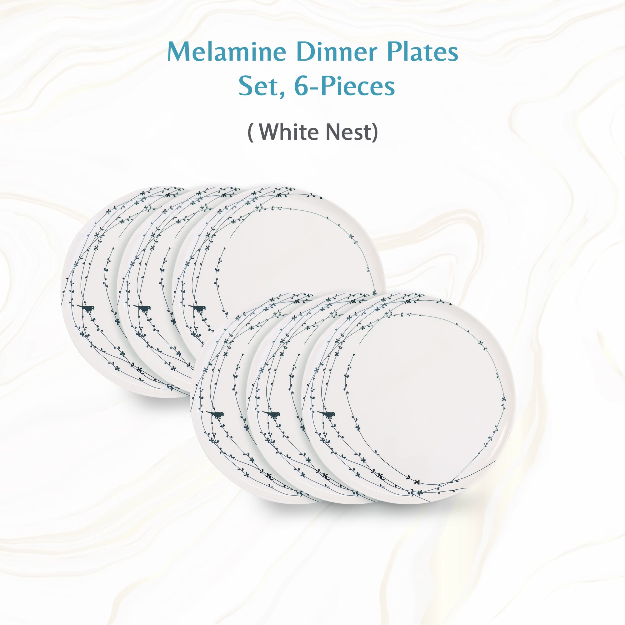 Stehlen Donna Glossy Dinnerware, Melamine 6 pcs- White Nest