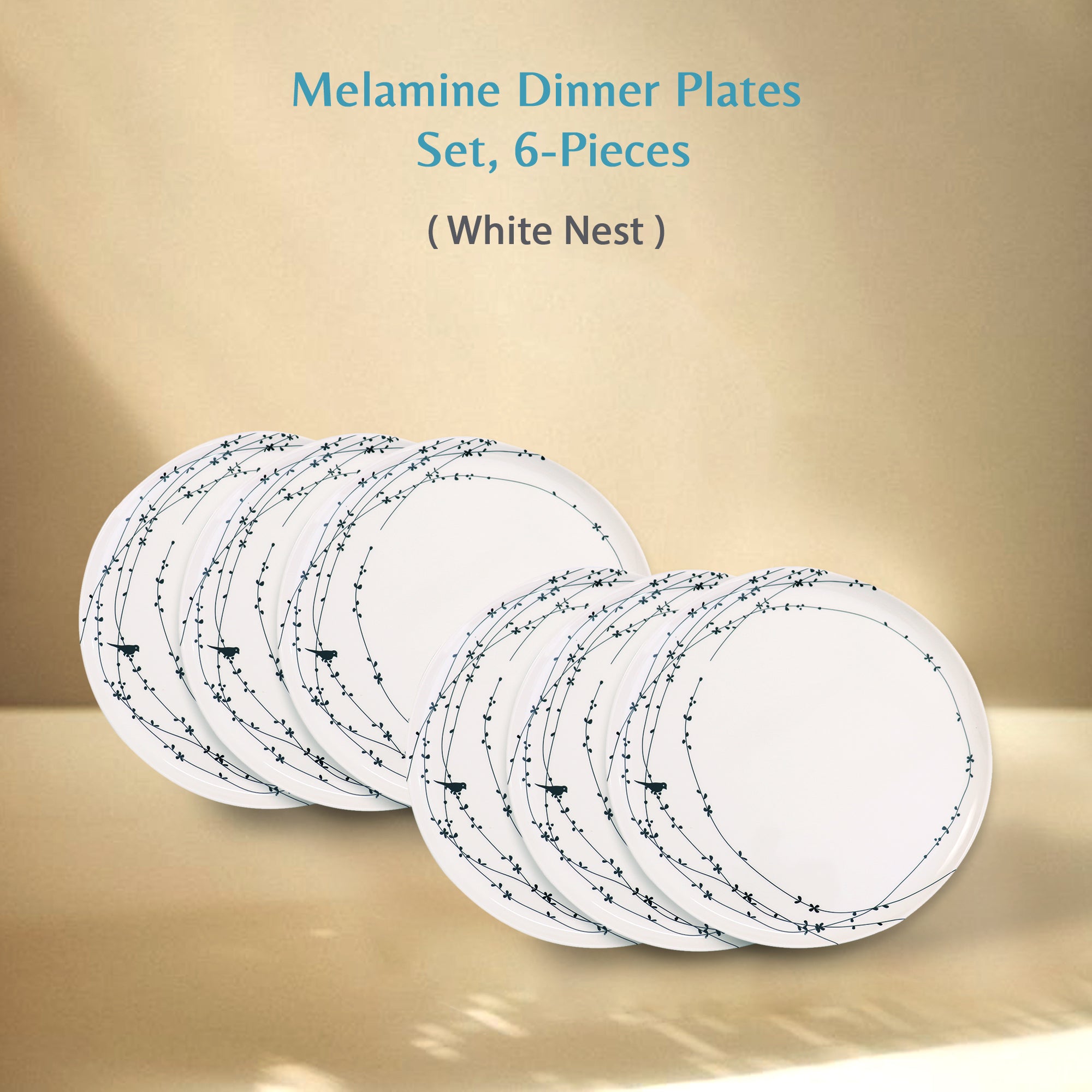 Stehlen Donna Glossy Dinnerware, Melamine 6 pcs- White Nest