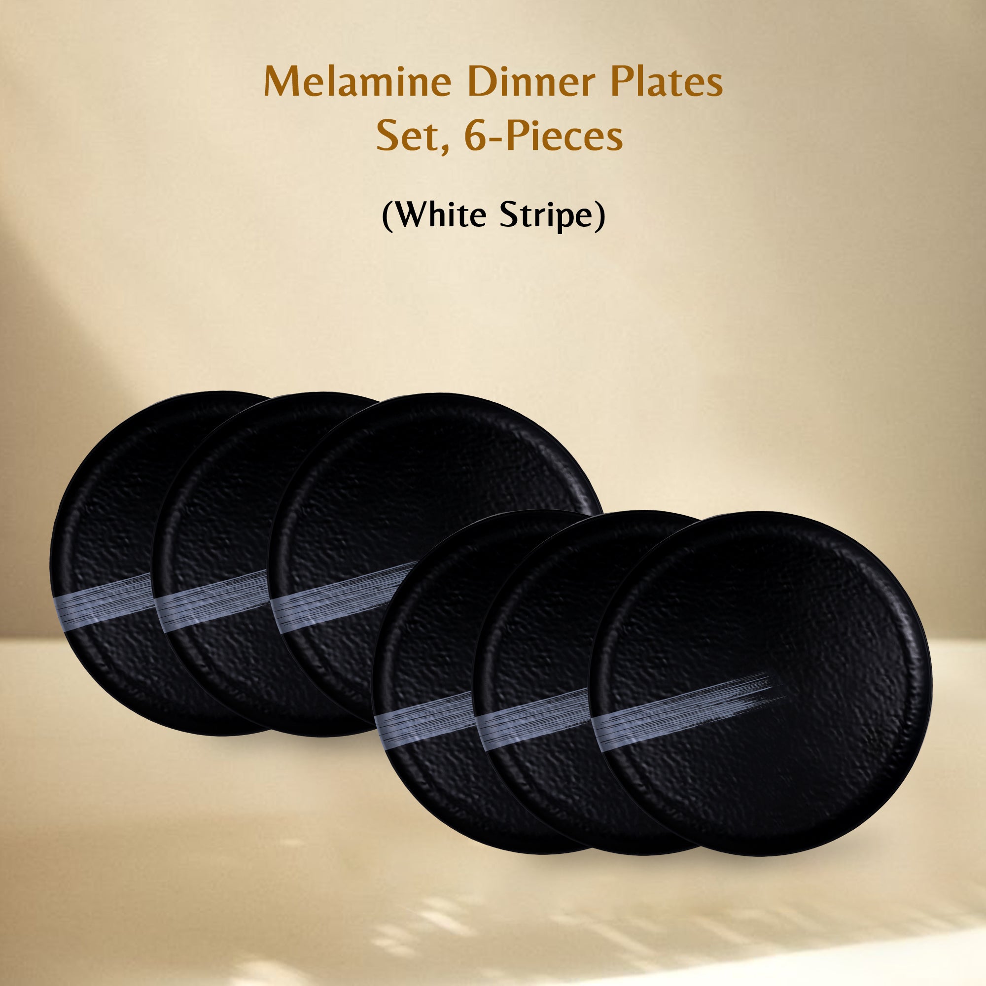 Stehlen Donna Hammered Dinnerware, Pure melamine, Kitchen Set for home- White Stripe