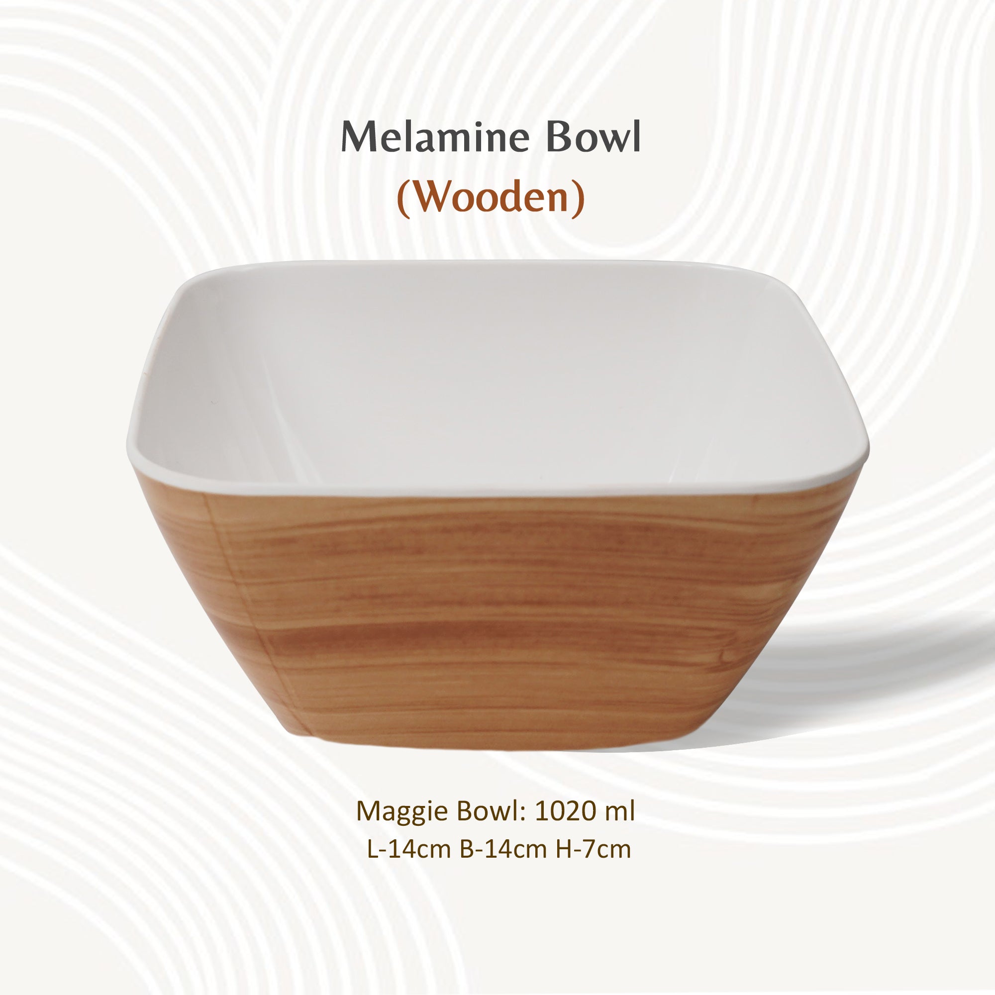 Stehlen 100% Pure melamine Square Maggie Bowl  - Wooden